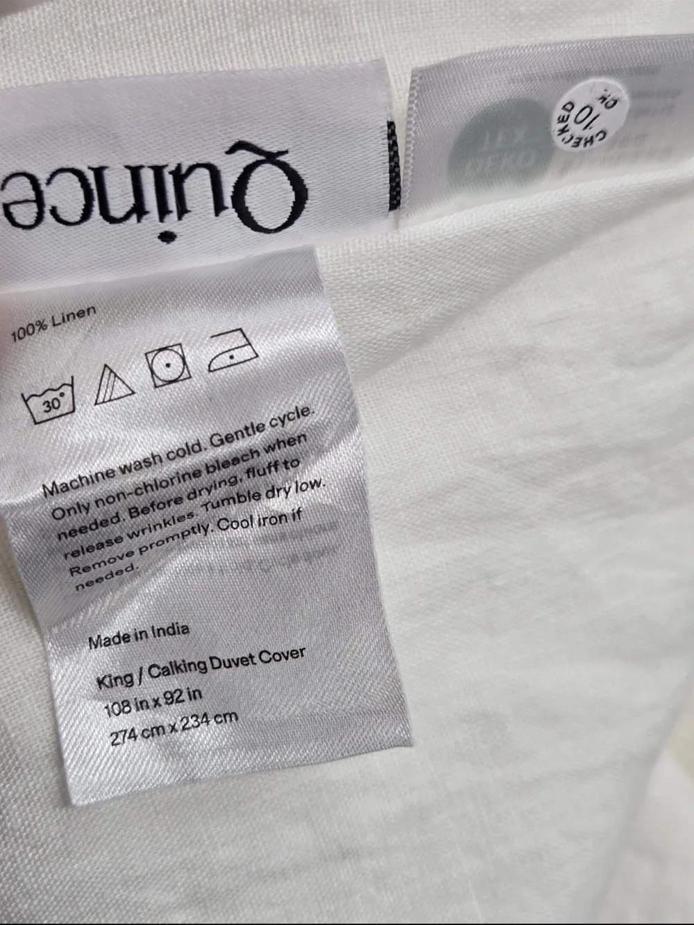 NWT QUINCE European Linen Duvet Cover King/Cal King White 0560